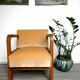 Fauteuil art deco en bois et velours