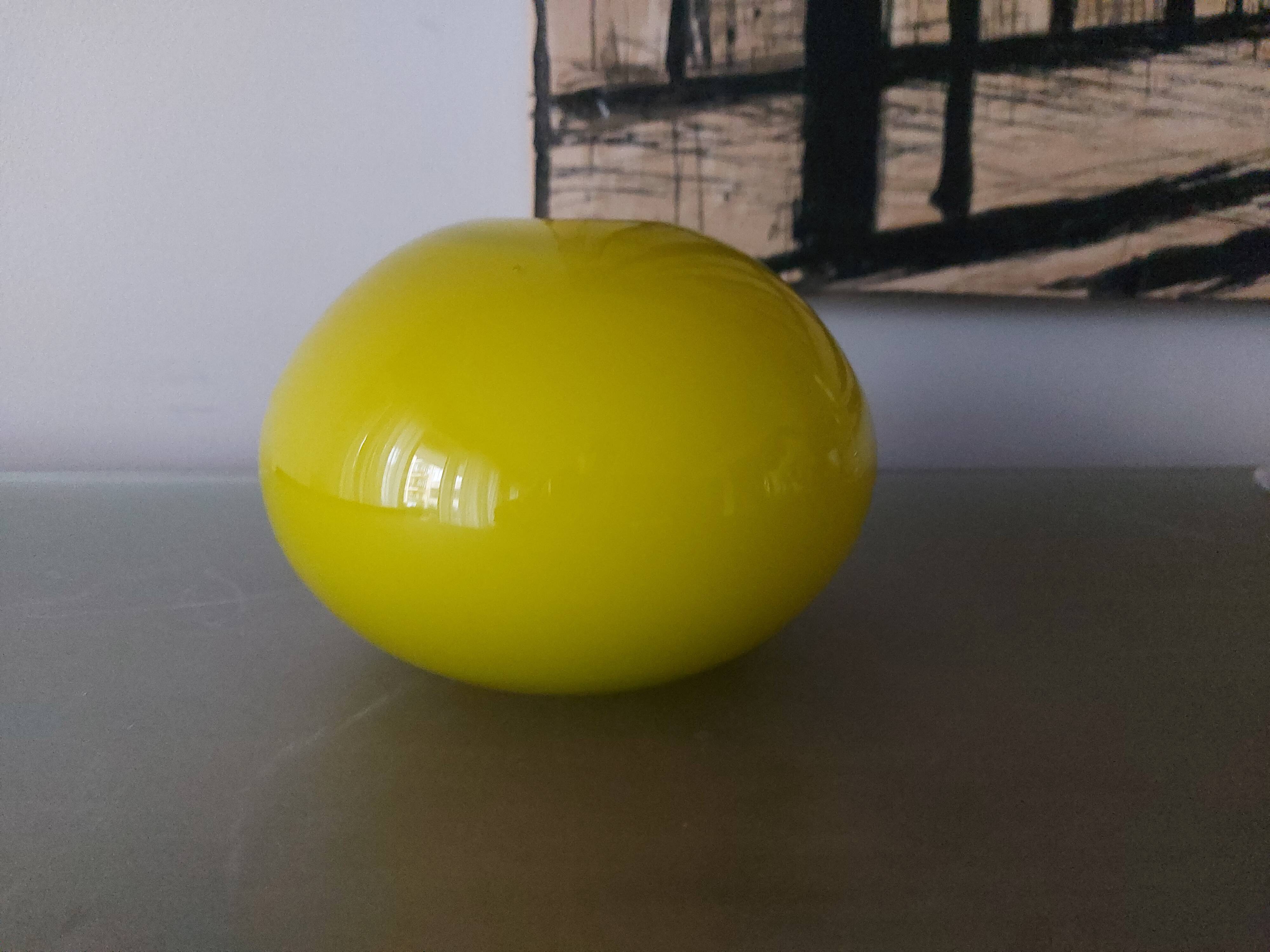 Yellow blown glass vase