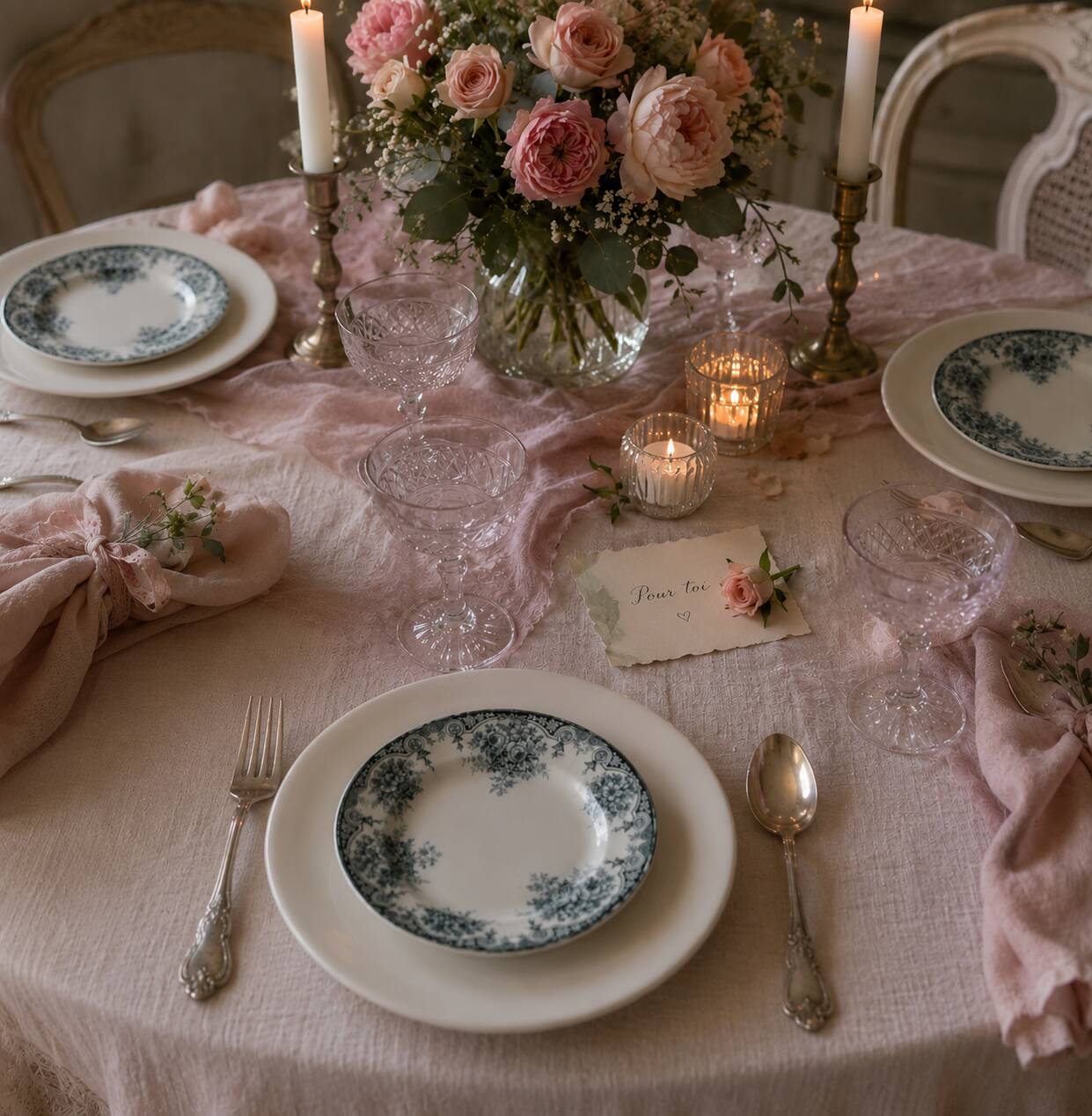 4 dessert plates from the Saint Amandinoise Pompadour collection.