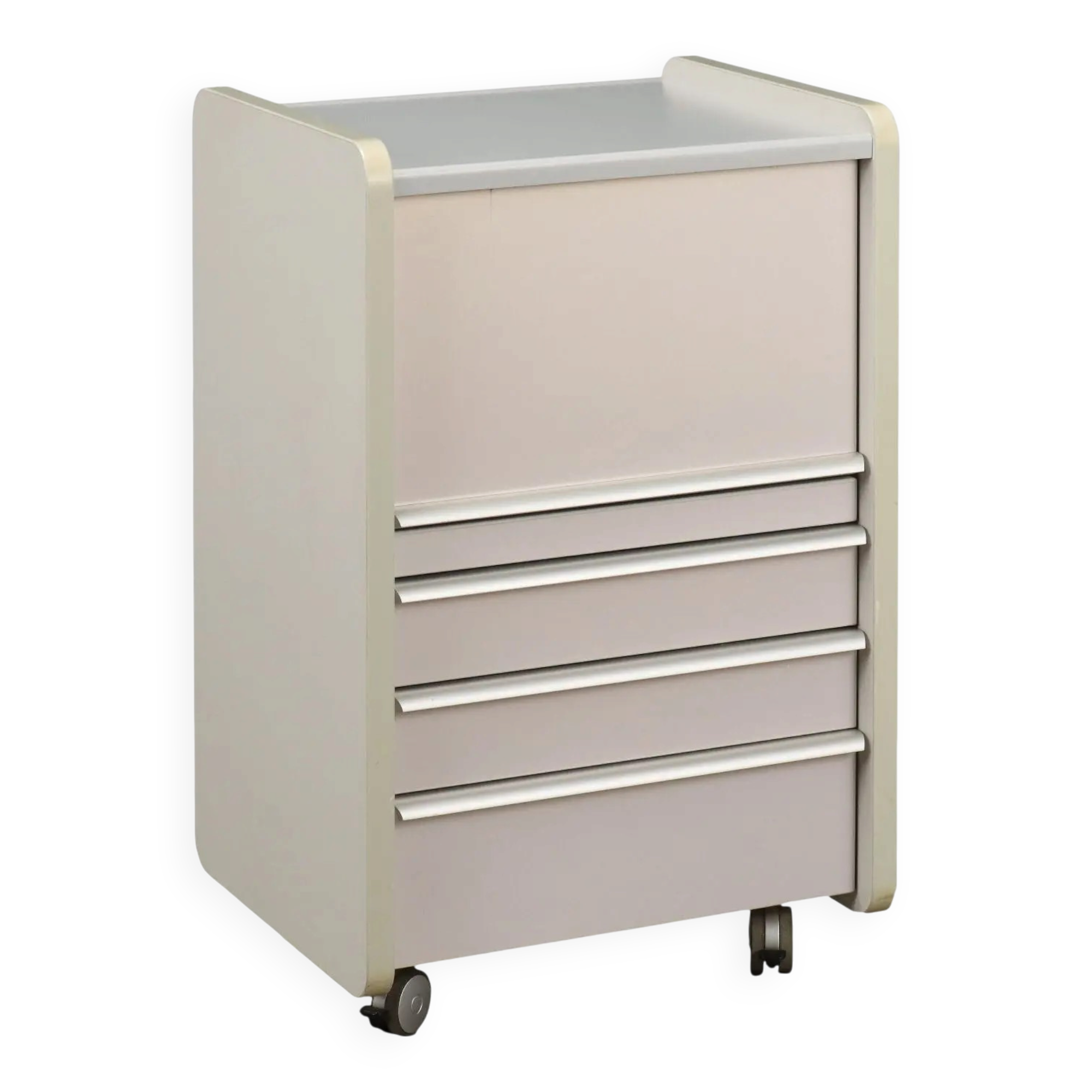 Vintage commode in aluminium and wood, Italy, 1990s.
