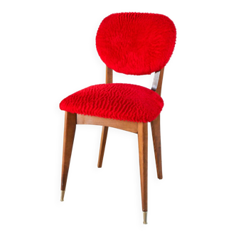 Chaise moumoute rouge, 1950
