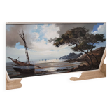 Oil on canvas, low tide, signed Le Dantec