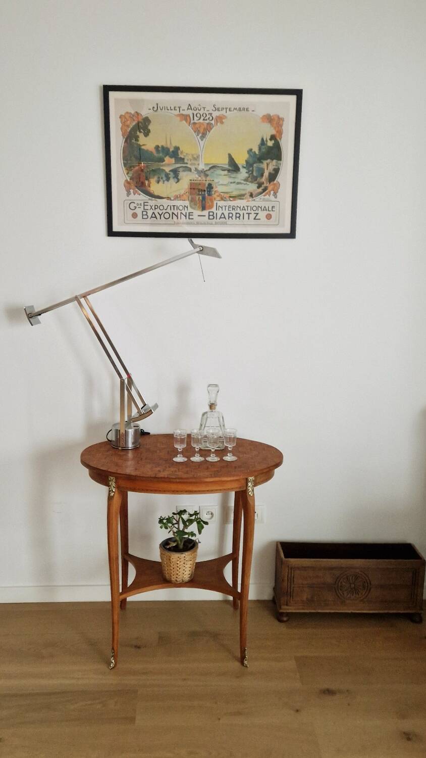 Mid-20th century marquetry pedestal table