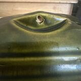 Vintage green majolica butter dish
