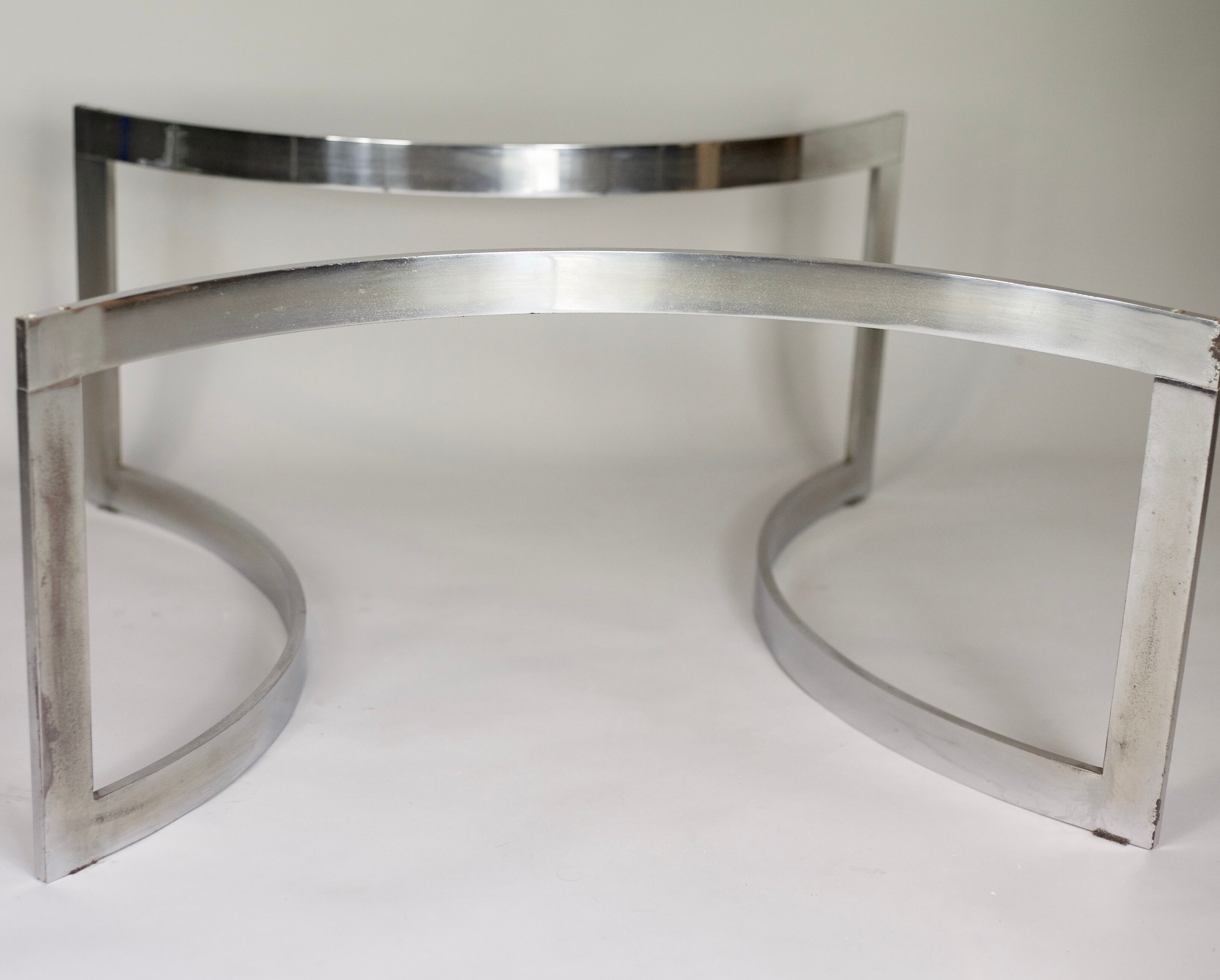 Coffee table published by Dassas, base in chromed steel and thick glass slab, France, 1963
