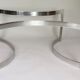 Coffee table published by Dassas, base in chromed steel and thick glass slab, France, 1963