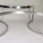 Coffee table published by Dassas, base in chromed steel and thick glass slab, France, 1963