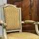 Pair of Louis XVI period cabriolet chairs in beech.