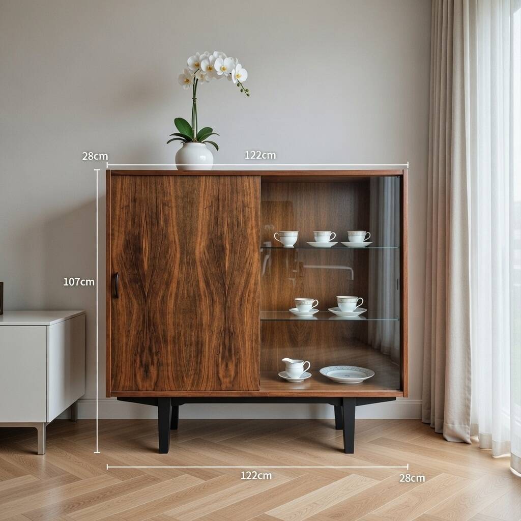 Restored "Violetta" Display Cabinet in Walnut & Mahogany – Poland 1960s