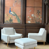 Paire de fauteuils et repose pied