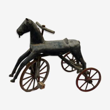 Tricycle cheval en bois XIX iéme