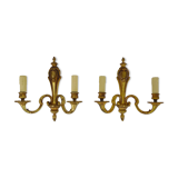 Old large pair of bronze wall sconces with 2 candles. Year 60 70