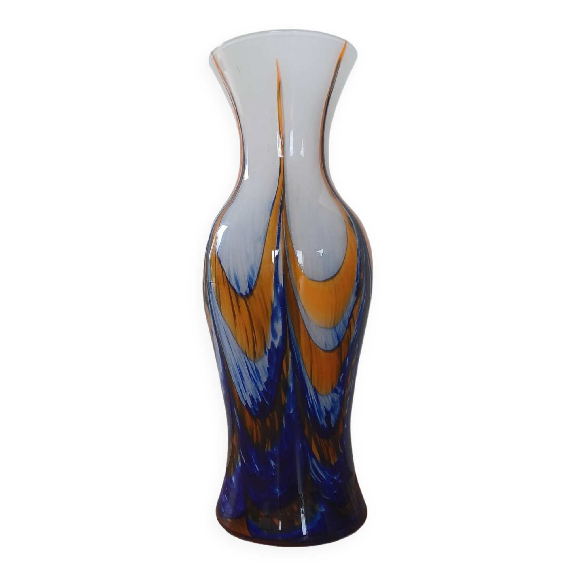 Vase Carlo Moretti en Verre de Murano Orange et Bleu