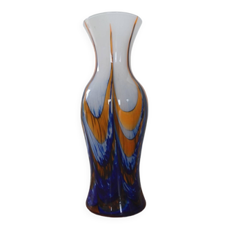 Vase Carlo Moretti en Verre de Murano Orange et Bleu