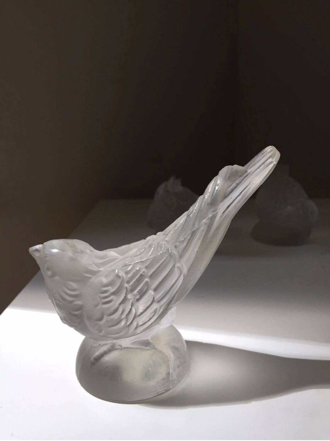 Sculpture of Birds in Molded Glass, Art Deco Bohemian Style, Lalique Sabino