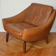 Scandinavian armchair in camel patinated leather