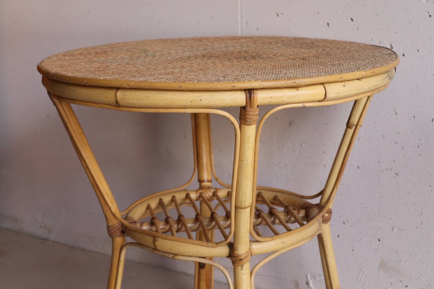 Vintage Rattan Round Coffee Table