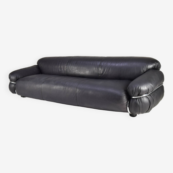 Modern Leather Sesann Frattini XL Canapé by Cassina Italie 70s