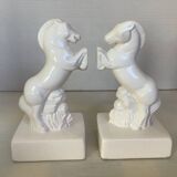 Pair of white horse bookends