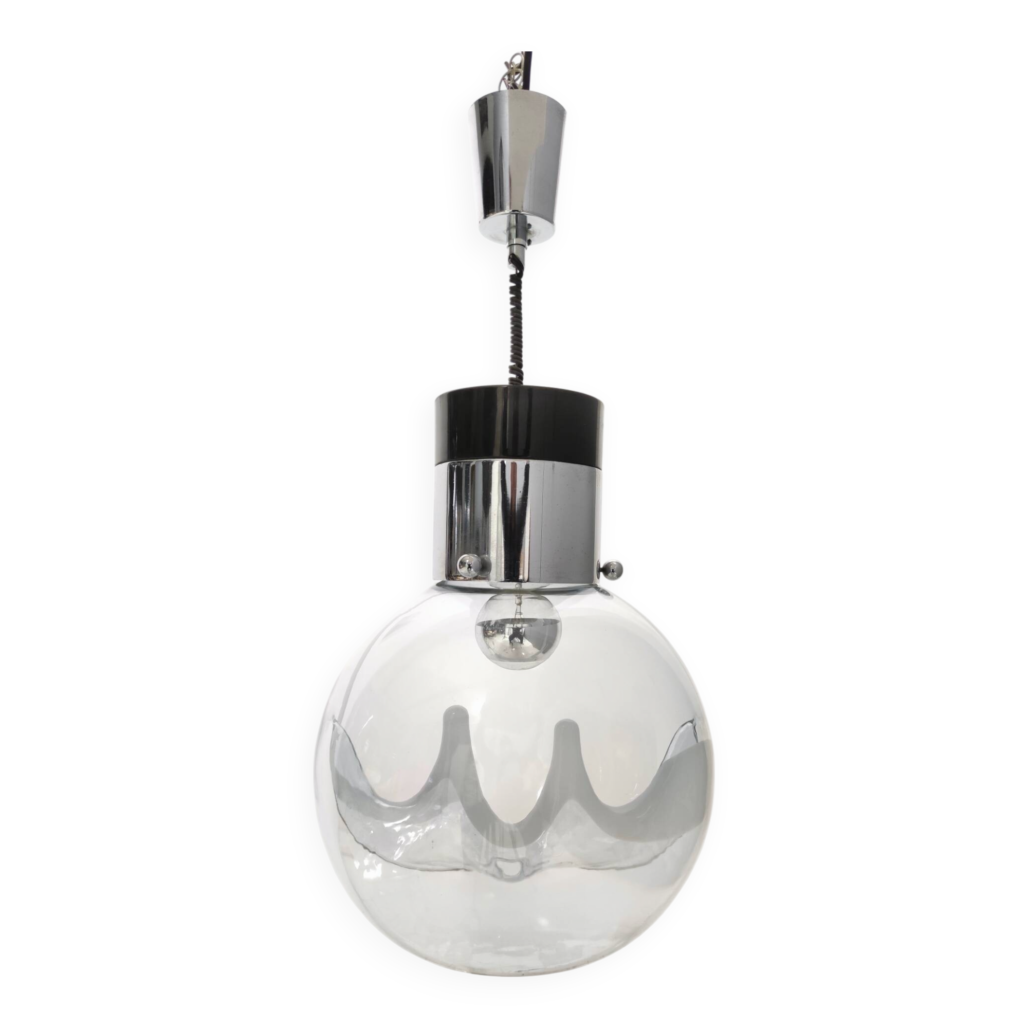 Murano Glass and Varnished Metal Pendant by Toni Zuccheri for Venini, Italy