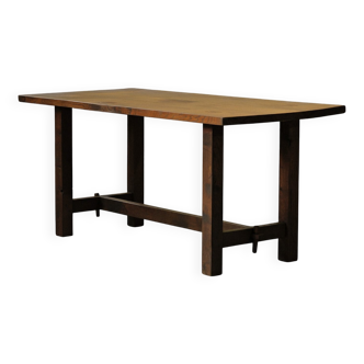 Table de ferme en chêne massif, 1970 – Fabrication artisanale