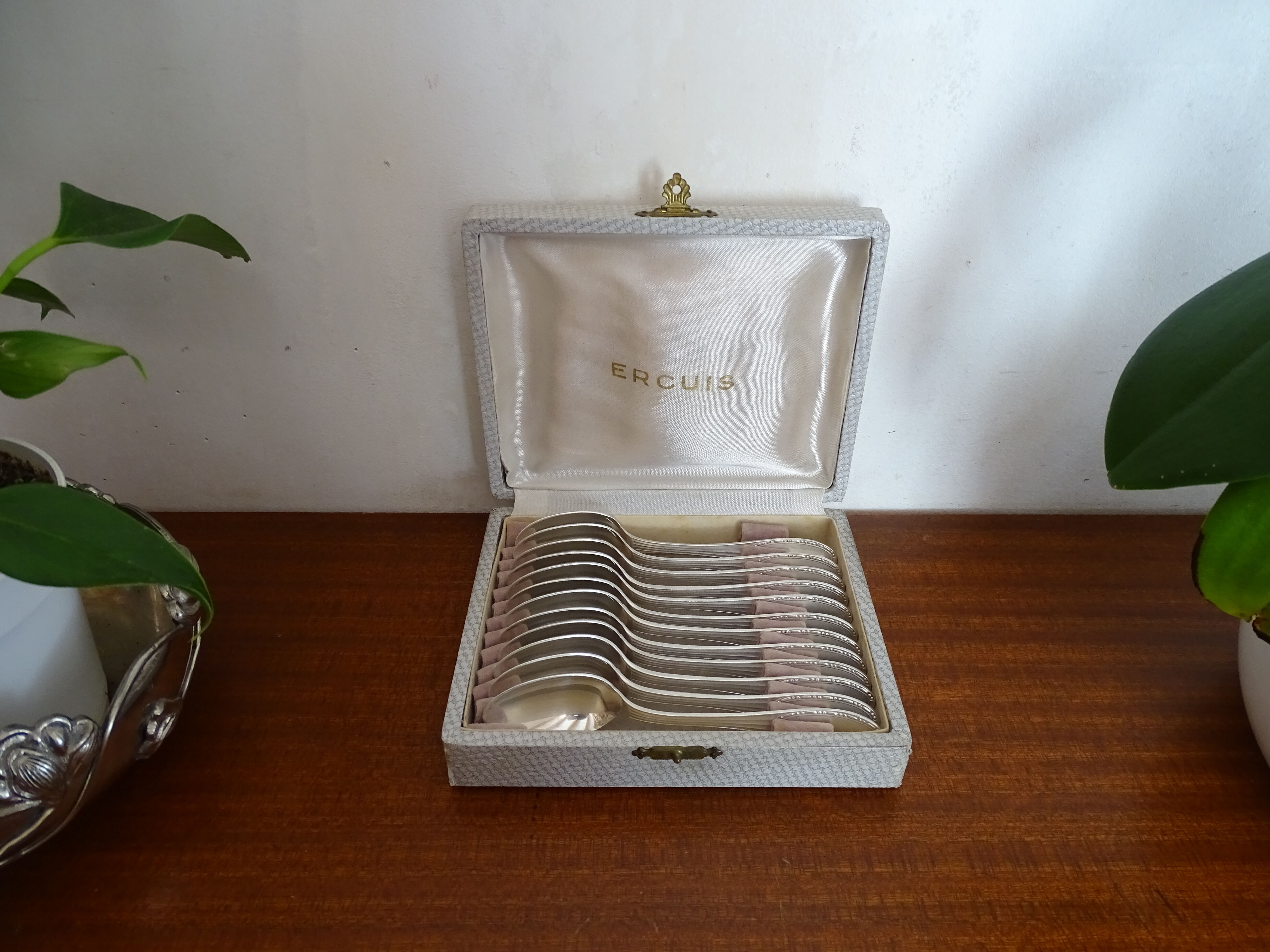 Set of 12 dessert spoons Ercuis in silver metal
