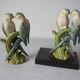 Bookends paperweight parrot couple macaw parakeet in polychrome regulation