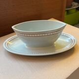 Longwy blue polka dot sauce boat