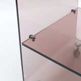 Michel Dumas smoked plexiglass rolling trolley for Roche Bobois 1970