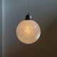 White Murano Glass Globe Pendant Lamp with Chrome Top – 1960s Space-Age, XL Mid-Century Ceiling Light