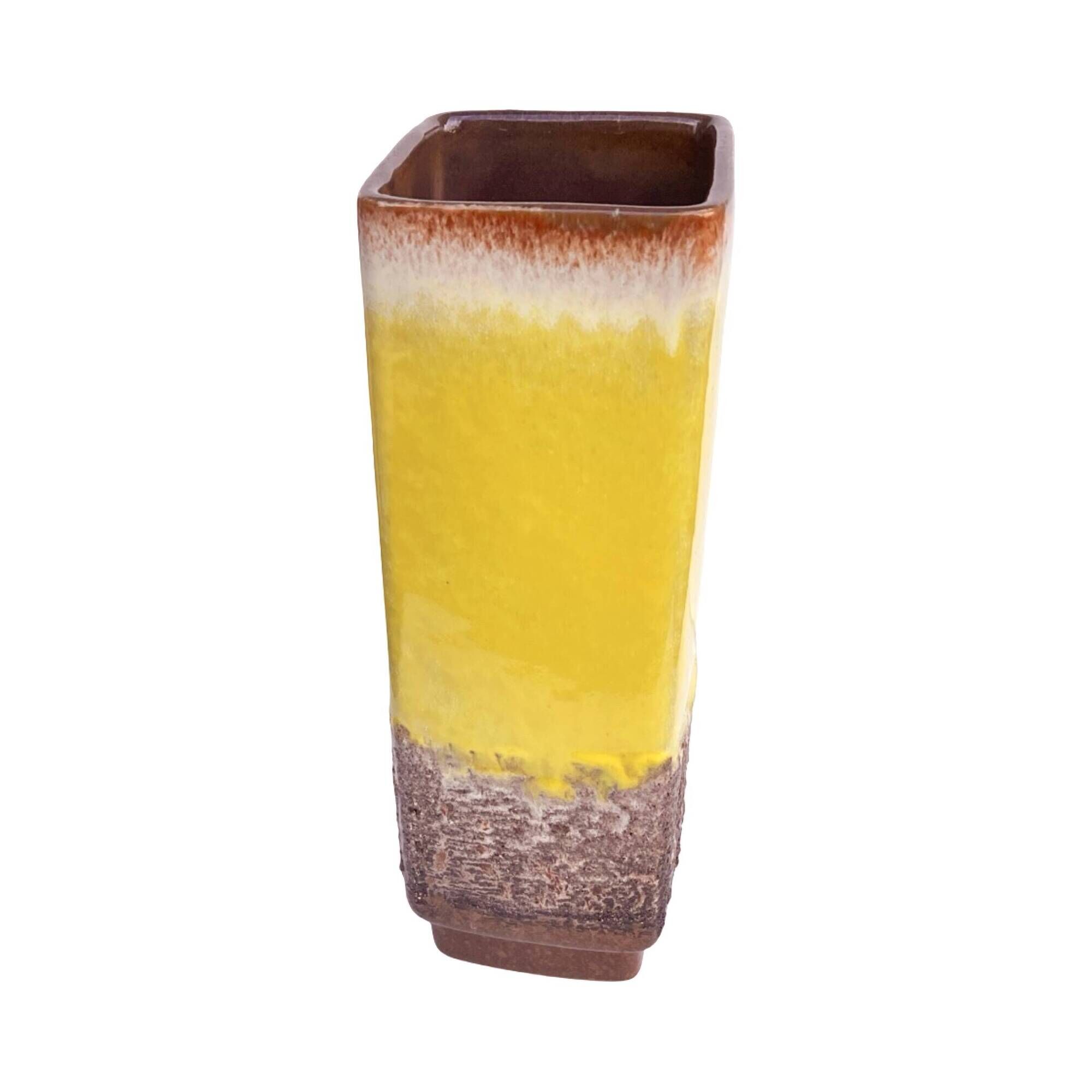Strehla Vase 1224/24 – Germany, 1970s, fat lava, yellow glaze
