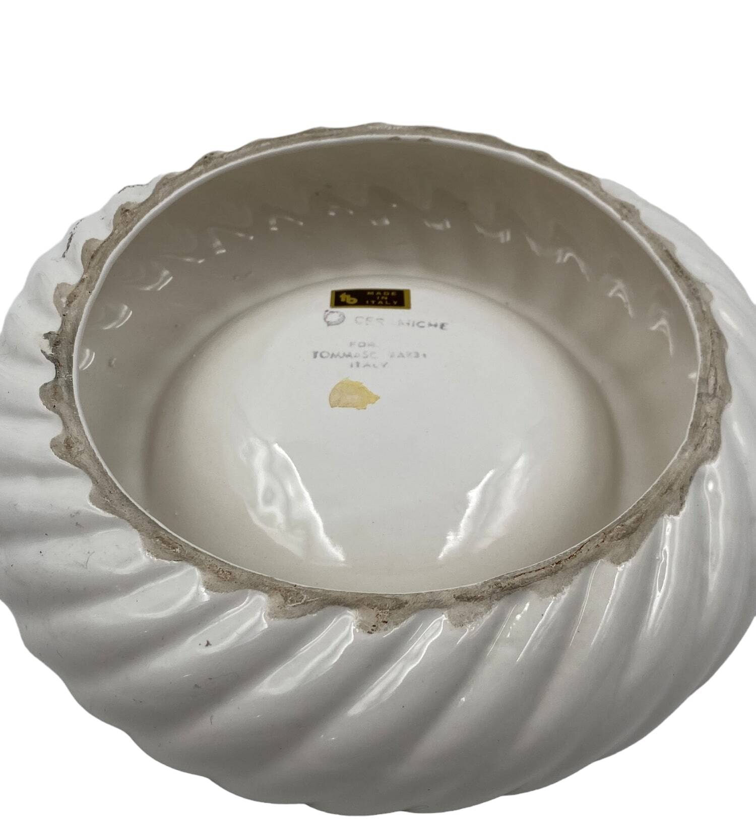 Tommaso Barbi, Smoking set white ashtray and table lighter, B Ceramiche, ca. 1970