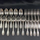 12 grandes cuillères 12 fourchettes métal argenté modèle filet de style Lou
