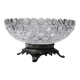 Pressed glass coupe with diamond points, antique from 1920-1950 on a pewter base.