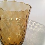 Vase cornet col mouvemente verre cathedrale prune "0158"