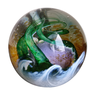 Vintage mouth-blown sulfide paperweight by Caithness Scotland
