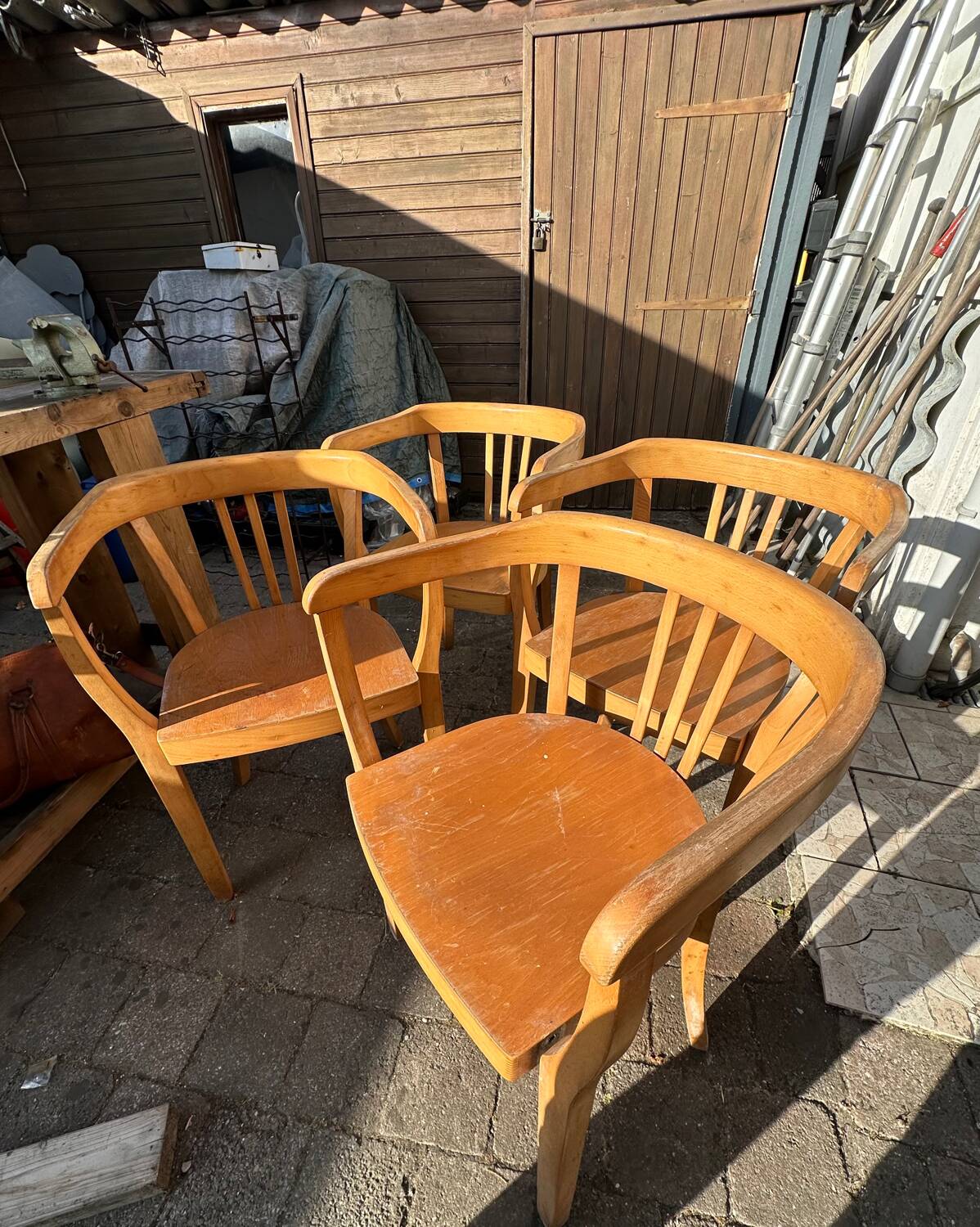 4 chaises Bauhaus, Art déco viennoises en hêtre