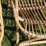 Pair of rattan basket armchairs, 60s