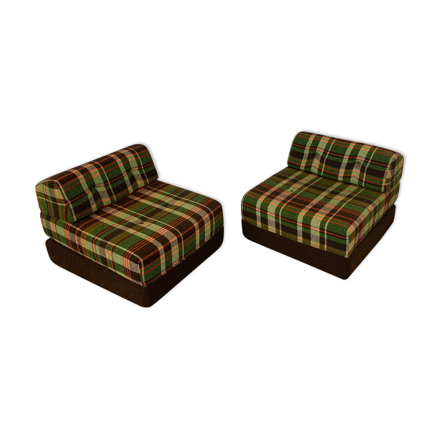 Armchairs / heater seventies checkered / British vintage pop