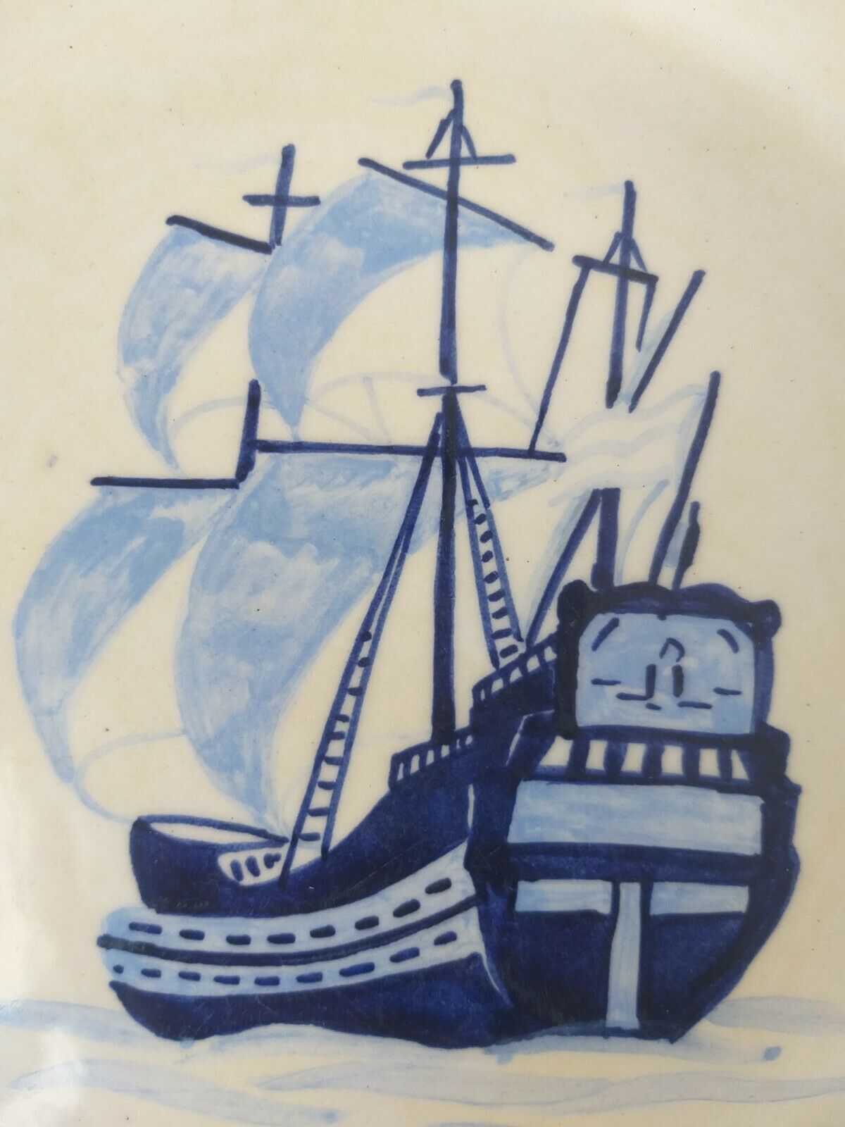 Plate hb quimper boat la madame 1678 rv f1 d5589 lisere bleu