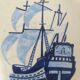 Plate hb quimper boat la madame 1678 rv f1 d5589 lisere bleu