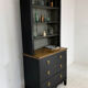 Antique black painted pine bookcase