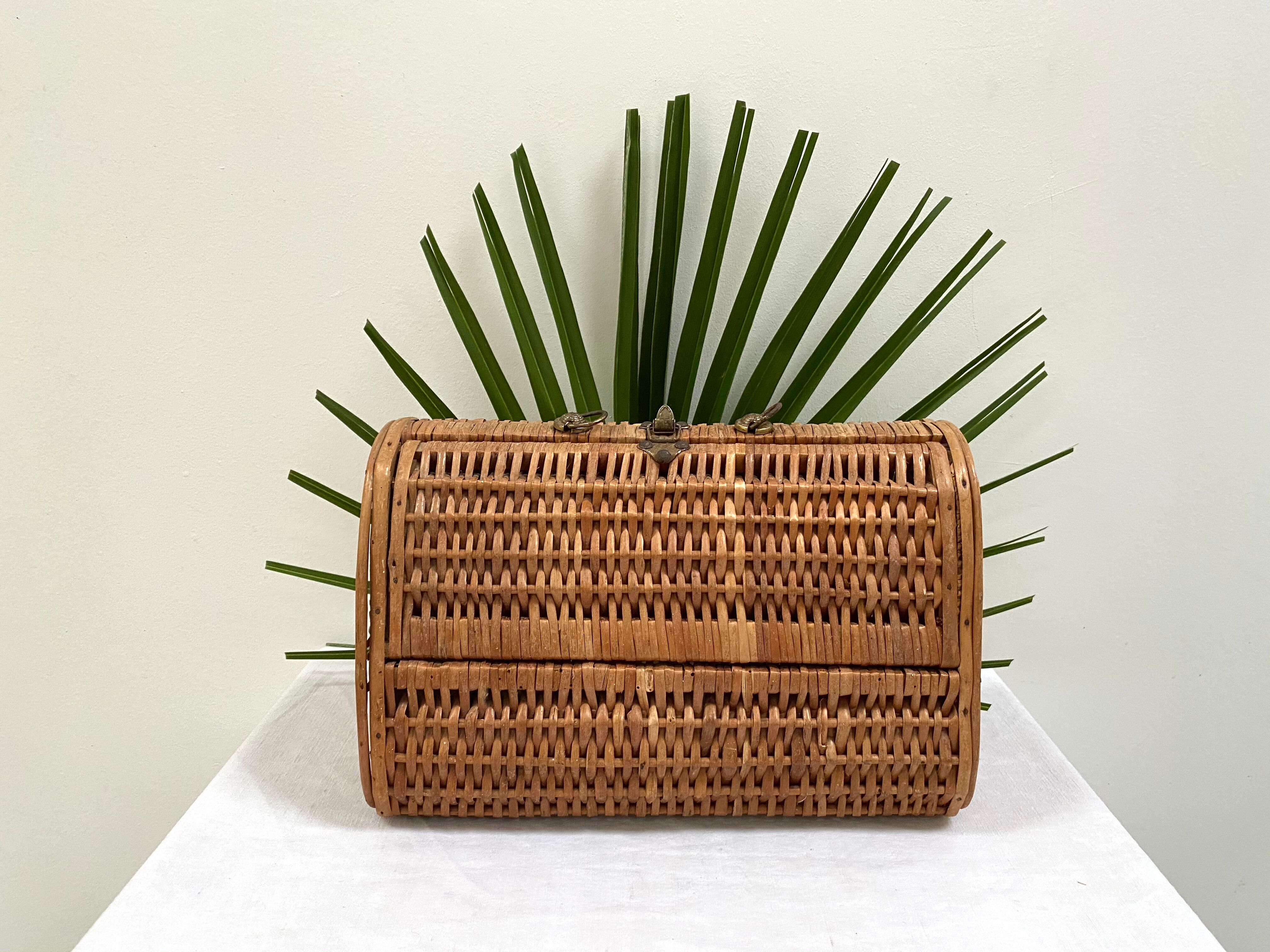 Wicker rattan basket from the 70s