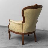 Coppia di poltrone stile luigi filippo legno tessuto giallo xix