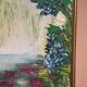 Mid-Century Oil on Canvas “Water Lilies” by Lena Larsson Framed 50 × 42 cm