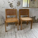 Pair of Baumann chairs beech and cannage
