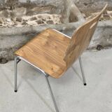 1960s chair in curved plywood on stainless steel base