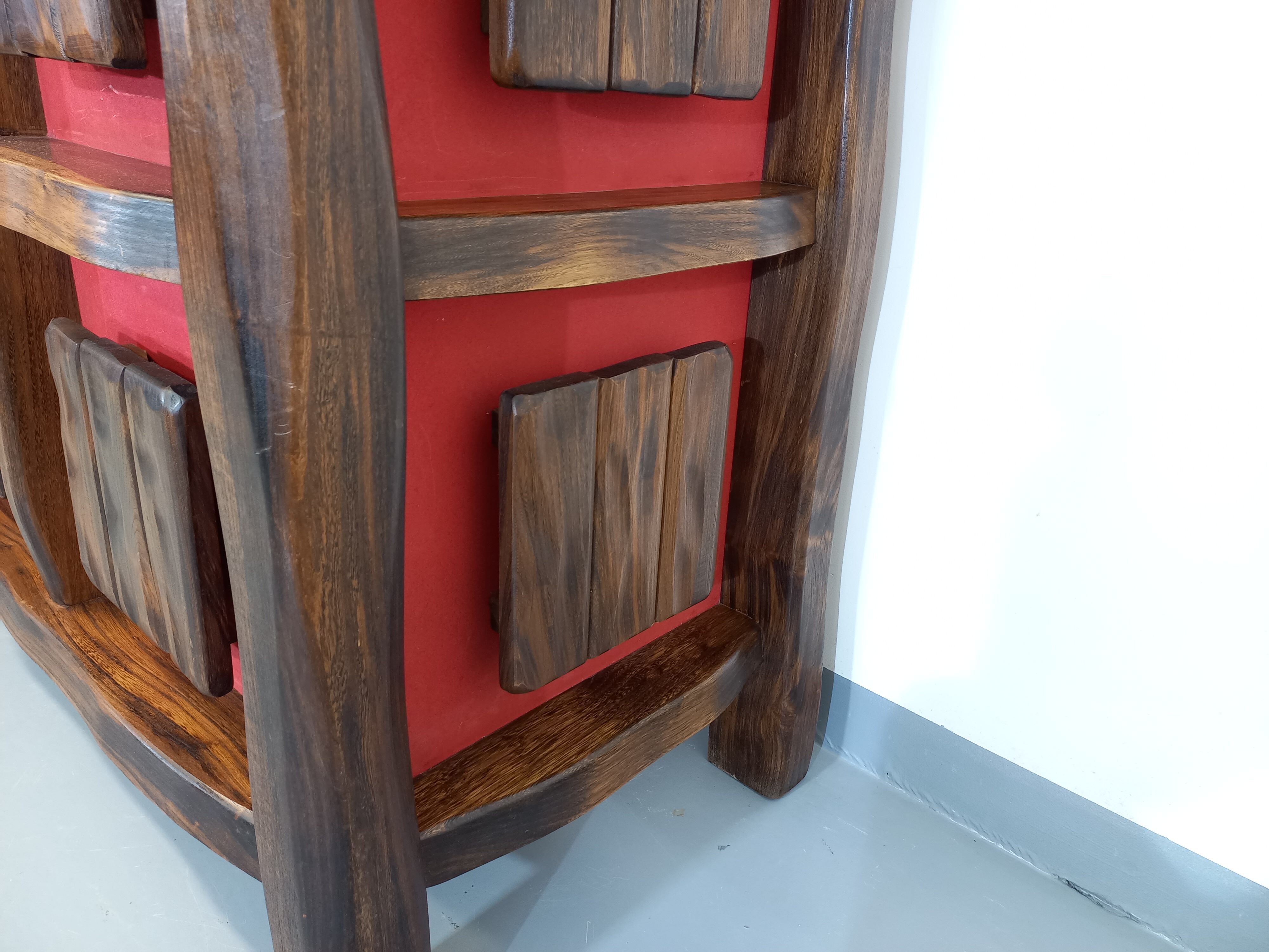 Bright brutalist bar furniture aranjou vintage from the 50s 60s in solid elm