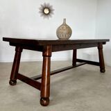Old brutalist farm table designed by George Robert in pine from the 70s