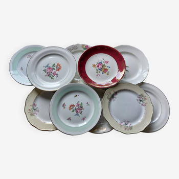 Lot dépareillé 10 assiettes estampillées